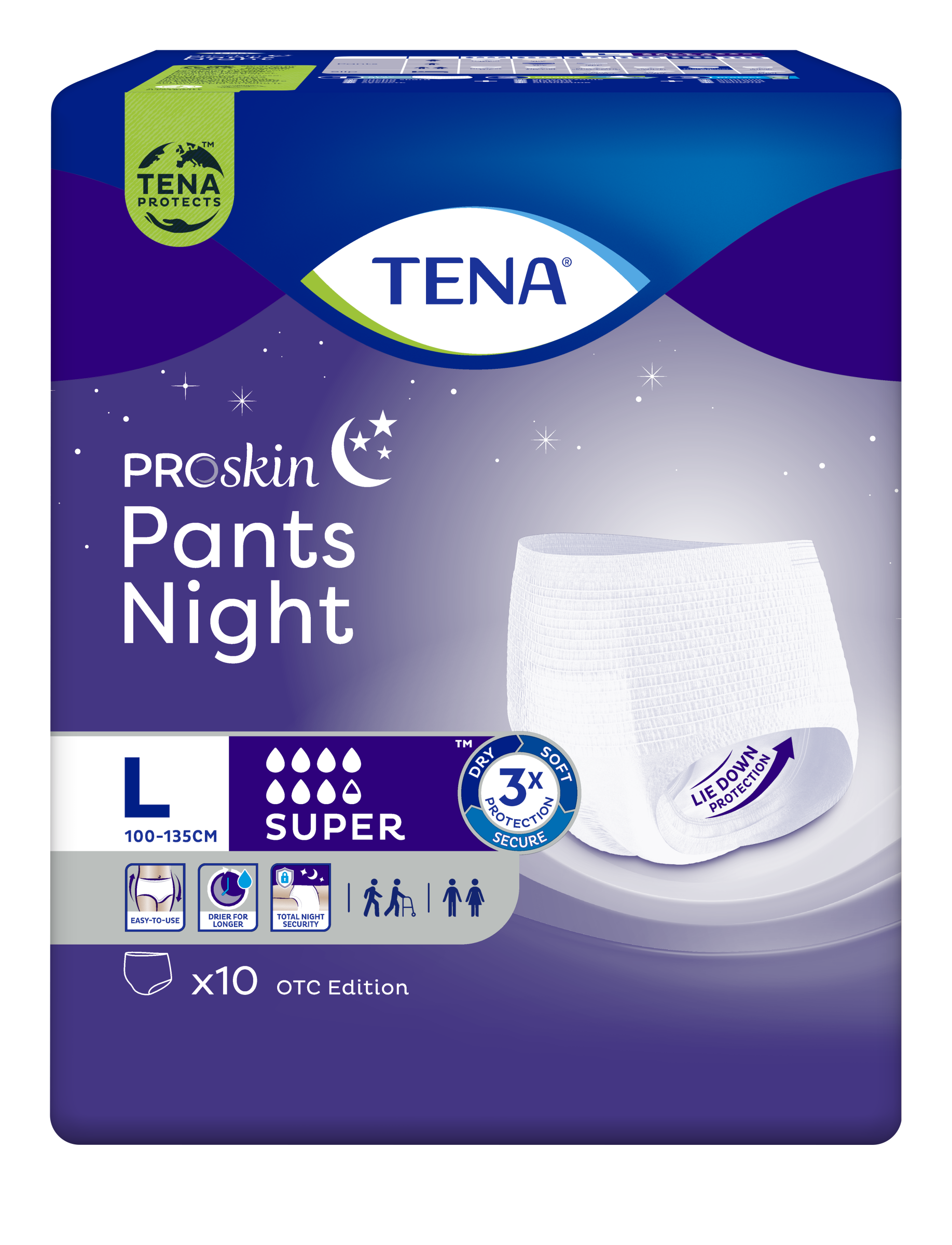 TENA Pants Night Super L naťahovacie inkontinenčné nohavičky na noc 1x10 ks – Obrázok 2
