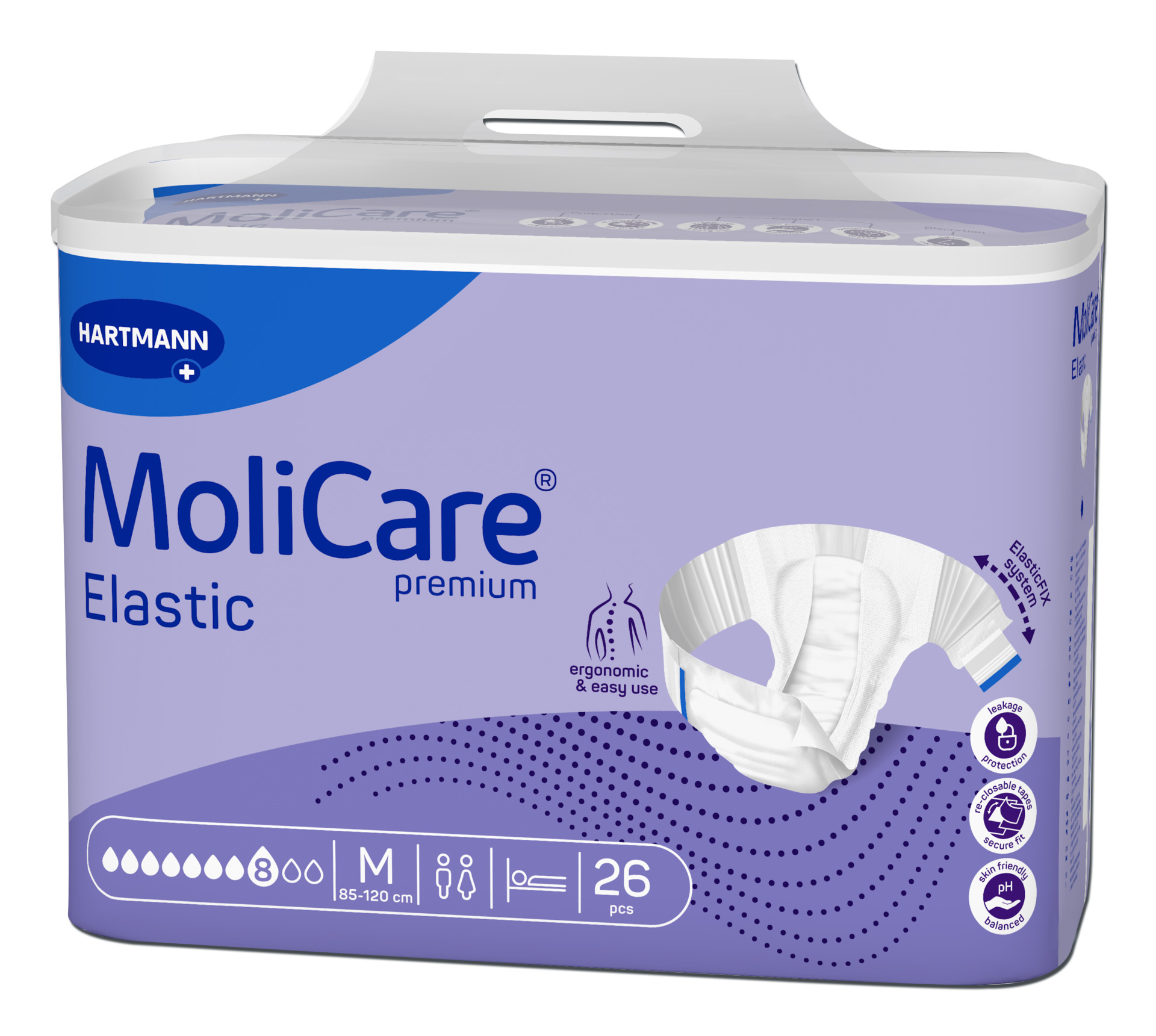 Plienkové nohavičky zalepovacie MoliCare Premium Elastic 8 kvapiek M, 26ks