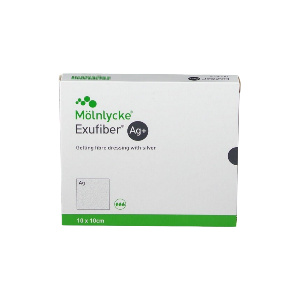 Exufiber Ag+ 10x10 cm krytie na rany hydrovláknité, so striebrom 1x10 ks
